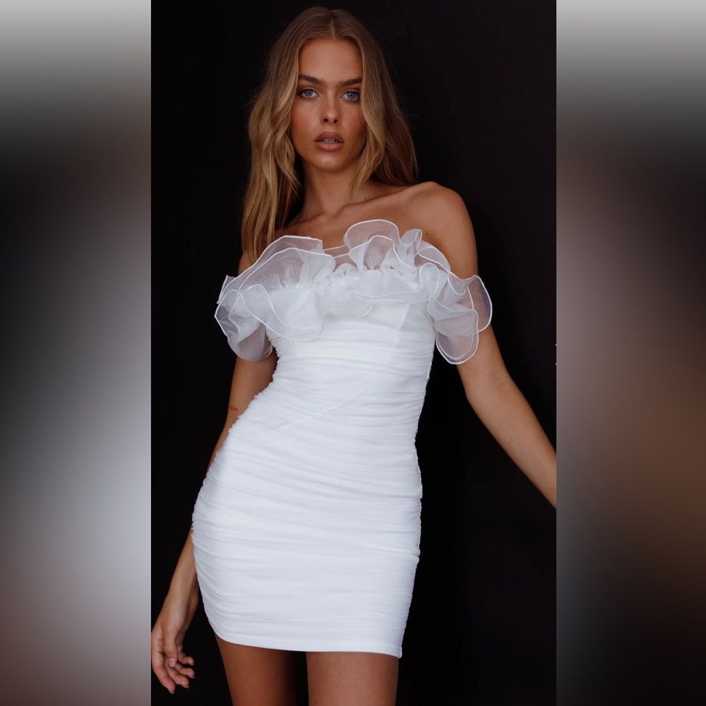 SELFIE LESLIE NWT MARIETHA ORGANZA FRILL NECKLINE